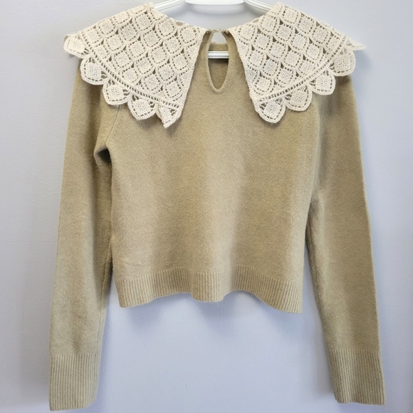 Zara Crochet Pilgrim Collar Cropped Sweater - Picture 9 of 11